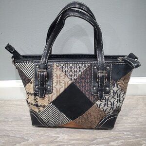 Fossil Women's Shoulder Bag Leather Colorblock Patch Work Suede Tan Brown READ